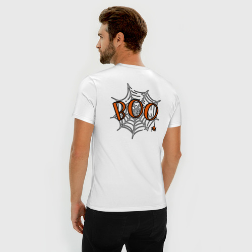 Мужская футболка хлопок Slim Хэллоуин паутина с пауком 31 октября, цвет белый - фото 4