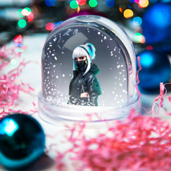 Игрушка Снежный шар Крутая чувиха  в маске - киберпанк - фото 2