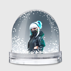 Игрушка Снежный шар Крутая чувиха  в маске - киберпанк