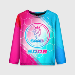 Детский лонгслив 3D Saab neon gradient style