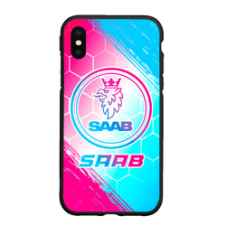 Чехол для iPhone XS Max матовый Saab neon gradient style