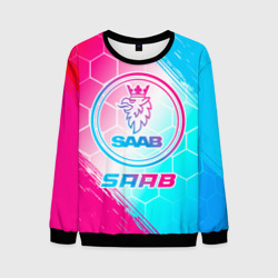 Мужской свитшот 3D Saab neon gradient style