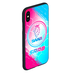 Чехол для iPhone XS Max матовый Saab neon gradient style - фото 2