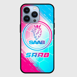 Чехол для iPhone 13 Pro Saab neon gradient style