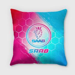 Подушка 3D Saab neon gradient style