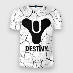 Мужская футболка 3D Slim Destiny glitch на светлом фоне