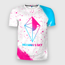 Мужская футболка 3D Slim No Man's Sky neon gradient style