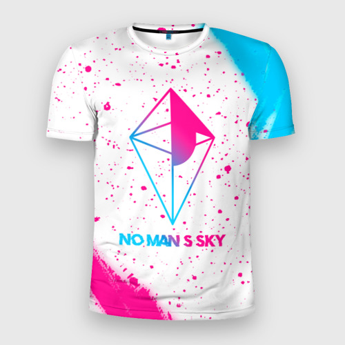 Мужская футболка 3D Slim No Man's Sky neon gradient style, цвет 3D печать