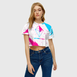 Женская футболка Crop-top 3D No Man's Sky neon gradient style - фото 2