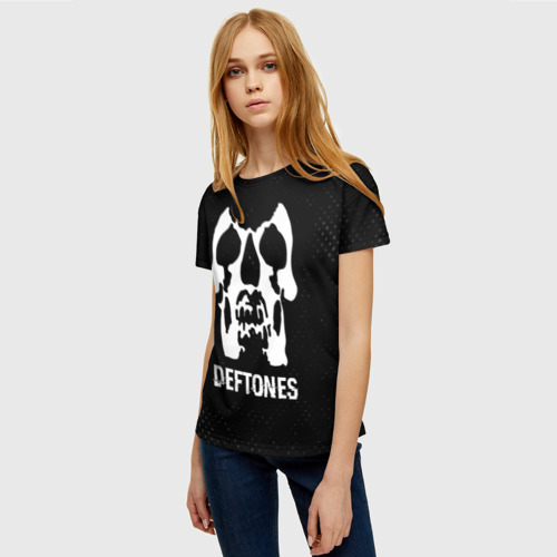 Женская футболка 3D Deftones glitch на темном фоне, цвет 3D печать - фото 3