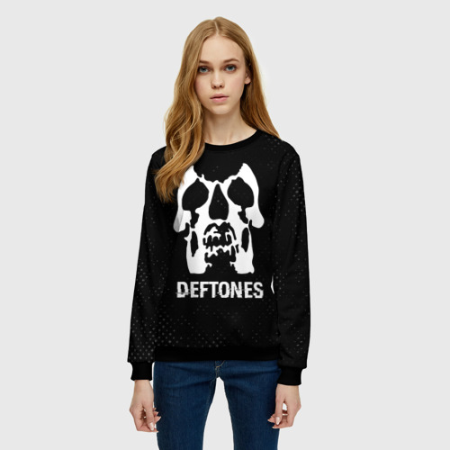 Женский свитшот 3D Deftones glitch на темном фоне, цвет 3D печать - фото 3