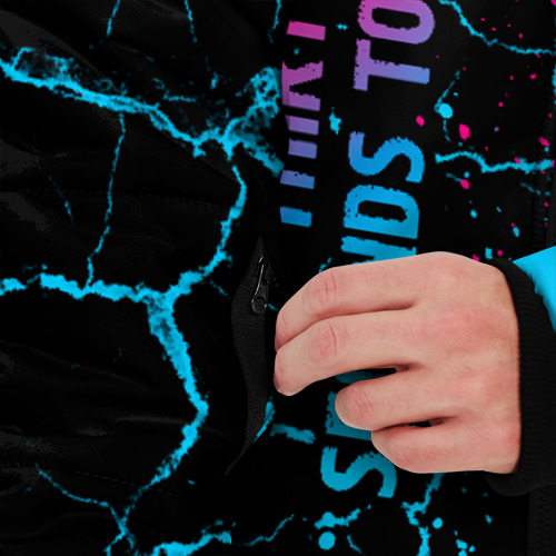 Мужская зимняя куртка 3D с принтом Thirty Seconds to Mars - neon gradient: по-вертикали, вид сбоку #3