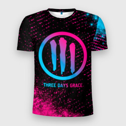 Мужская футболка 3D Slim Three Days Grace - neon gradient