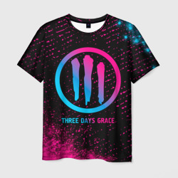 Мужская футболка 3D Three Days Grace - neon gradient