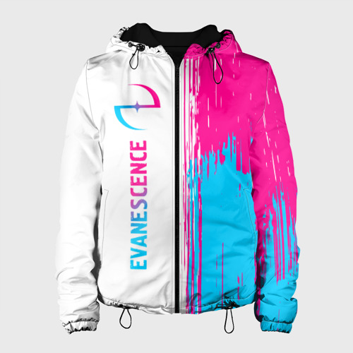 Женская куртка 3D Evanescence neon gradient style: по-вертикали, цвет черный