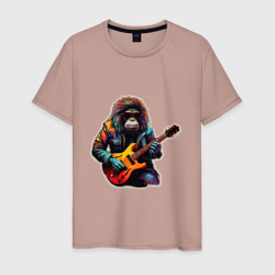 Мужская футболка хлопок Обезьяна с гитарой