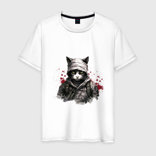 Мужская футболка из хлопка с принтом Кот в стиле Left 4 dead, вид спереди №1