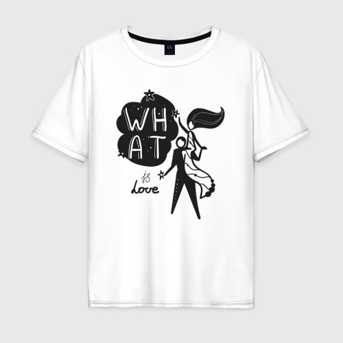 Мужская футболка хлопок Oversize с принтом Что такое любовь надпись, вид спереди #2