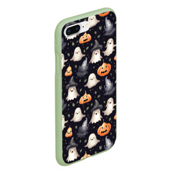 Чехол для iPhone 7Plus/8 Plus матовый Милые привидения и хэллуинские тыквы - паттерн - фото 2