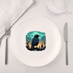 Набор: тарелка + кружка Черный ворон на кладбище - фото 2