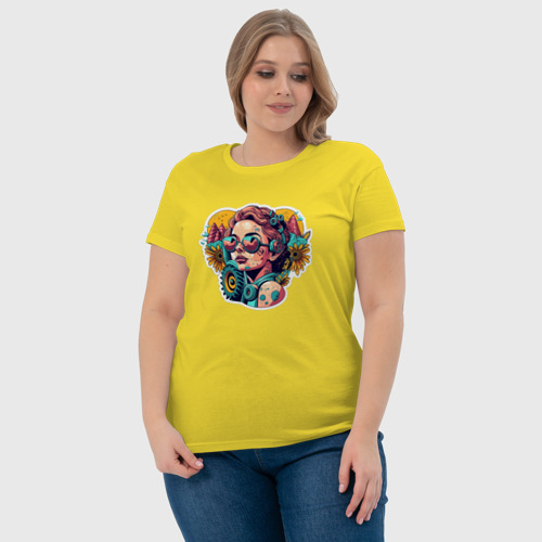 Женская футболка хлопок с принтом Пафосная Барби в солнцезащитных очках, фото #4