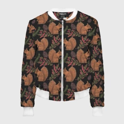 Женский бомбер 3D Белка и барбарис