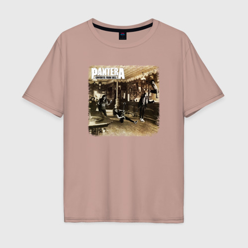 Мужская футболка хлопок Oversize с принтом Pantera cowboys from hell, вид спереди #2