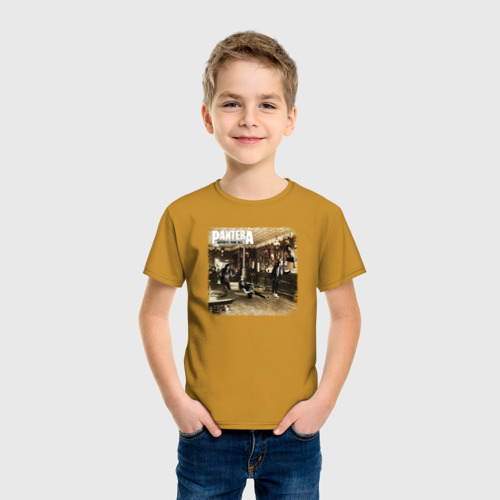 Детская футболка хлопок с принтом Pantera cowboys from hell, фото на моделе #1