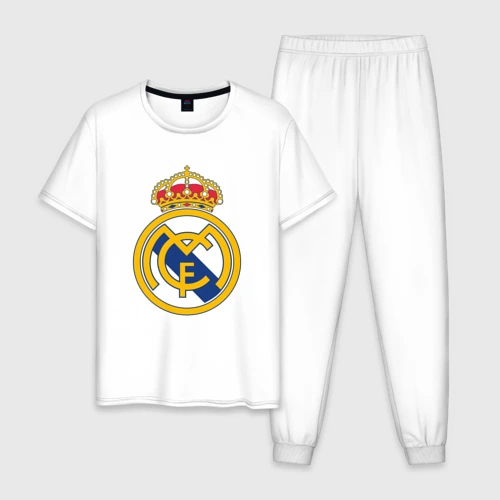 Мужская пижама с белой футболкой хлопок Real madrid fc sport