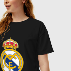 Женская футболка хлопок Oversize Real madrid fc sport - фото 2