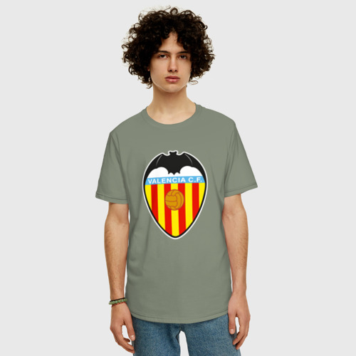 Мужская футболка хлопок Oversize с принтом Valencia fc sport, фото на моделе #1
