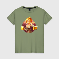 Женская футболка хлопок Любитель пива и аниме