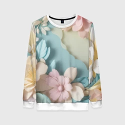 Женский свитшот 3D Нежные цветы пастельные тона