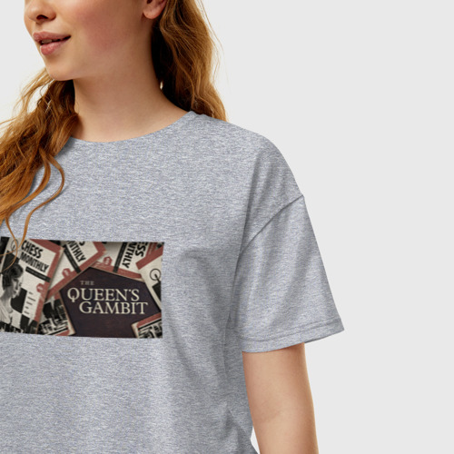 Женская футболка хлопок Oversize Ход королевы винтаж, цвет меланж - фото 3