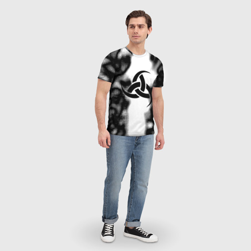Мужская футболка 3D с принтом Скандинавский узор душа, вид сбоку #3