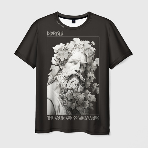 Мужская футболка 3D с принтом Дионис Бог виноделья, вид спереди #2
