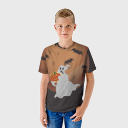 Детская футболка 3D Приведение со злой тыквой - фото 2
