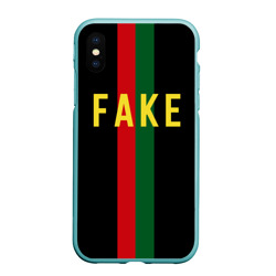 Чехол для iPhone XS Max матовый  Fake зелёная и красная полосы 