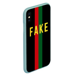 Чехол для iPhone XS Max матовый  Fake зелёная и красная полосы  - фото 2