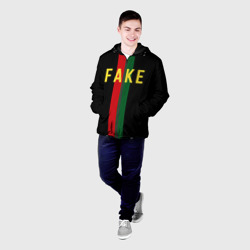Мужская куртка 3D  Fake зелёная и красная полосы  - фото 2