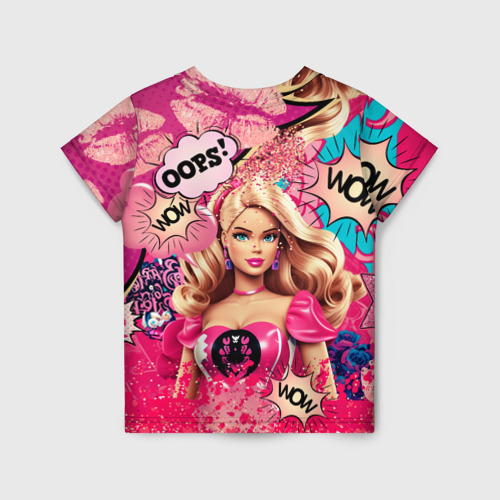 Детская футболка 3D с принтом Барби в стиле поп арт, вид сзади #1