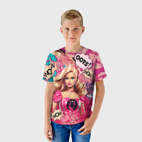 Детская футболка 3D с принтом Барби в стиле поп арт, фото на моделе #1