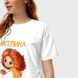Женская футболка хлопок Oversize Ангелина - девочка с большими глазами - фото 2