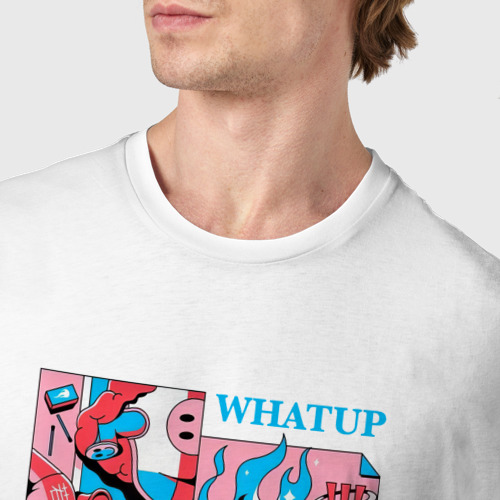 Мужская футболка хлопок с принтом Whatup, фото #4
