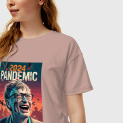 Женская футболка хлопок Oversize Пандемия 2024 года - Билл  Гейтс - фото 2
