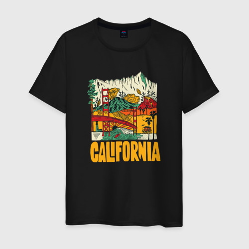 Мужская футболка хлопок California mountains, цвет черный