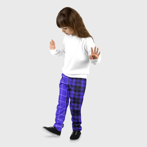 Детские брюки 3D с принтом Cиняя клетка паттерн, фото на моделе #1