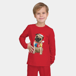 Детская пижама с лонгсливом хлопок Новогодний    мопс - фото 2