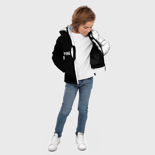 Зимняя куртка для мальчиков 3D с принтом Ping-Pong черно-белое, вид сбоку #3
