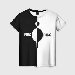 Женская футболка 3D Ping-Pong черно-белое